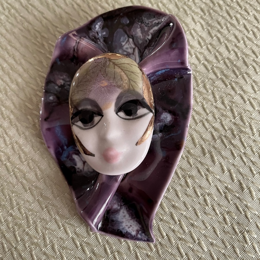 Ceramic Harlequin pin